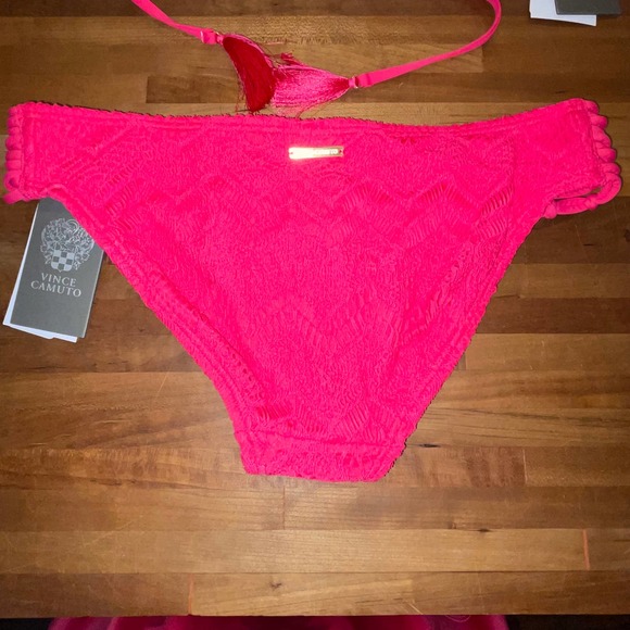 Vince Camuto Crochet Lace Tie Front Triangle Bra and bottom set - Picture 5 of 9